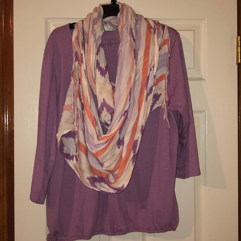 3/4 Sleeve Top with Matching Scarf XL